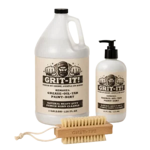 GRIT‑IT! Complete Shop Kit with gallon jug, 16 oz pump bottle and wooden sisal nail brush