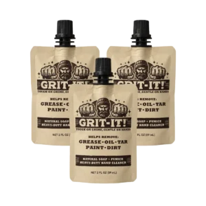 Three GRIT-IT! 2 oz heavy-duty pumice hand cleaner pouches